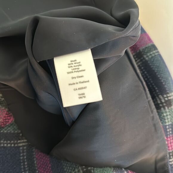 Talbots Plaid Wool Lined A-line Skirt, Navy/Purple/Green, back zipper, Size 12 - Picture 4 of 4